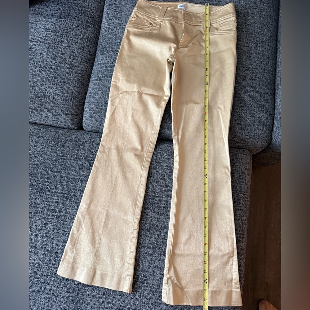 Y2K Gold Satin Caché Flare Pants